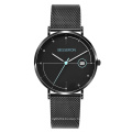 Private label watch manufacturers best selling leather strap men casual black wristwatch